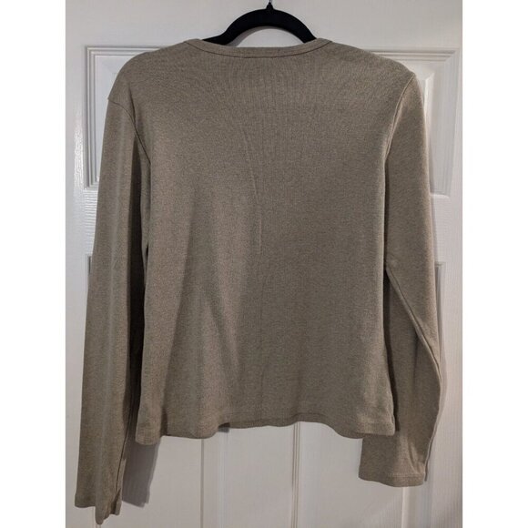 Banana Republic large womens basic tan crew neck long sleeve 100% cotton shirt - Picture 2 of 3